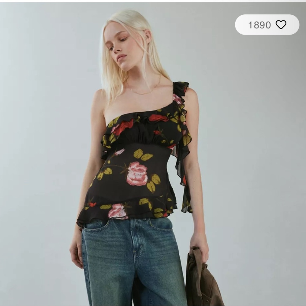 URBAN OUTFITTERS - Black One Shoulder Tank